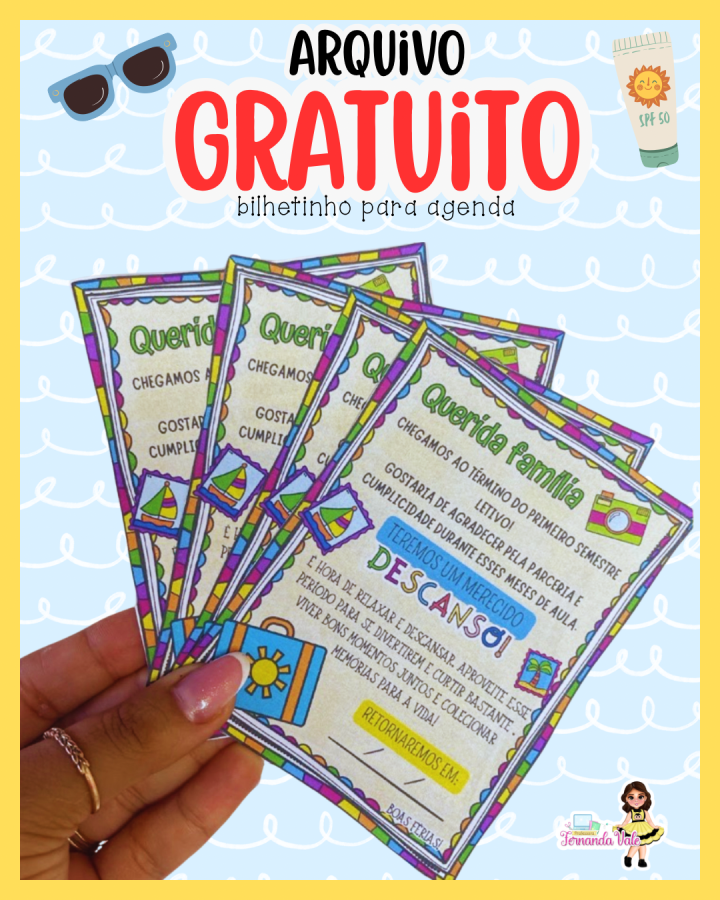 GRATUITO - AVISO DE FÉRIAS PARA AGENDA