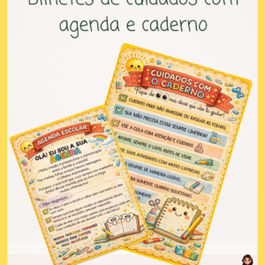 Bilhetes de Cuidados com o Caderno e agenda