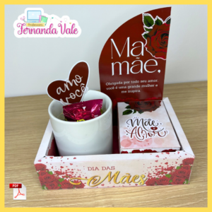 Mini Caixa Cenário - Dia das Mães (Vermelho)