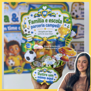 Decoração para cesta + Tag para lembrancinha - Reunião de pais tema Copa do Mundo