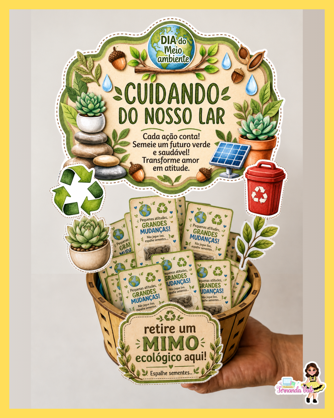 Decoração para cesta + Tag - Dia do Meio Ambiente