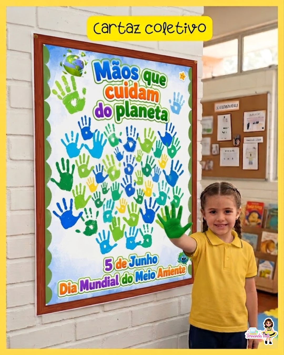 Cartaz coletivo - Mão que cuidam do planeta