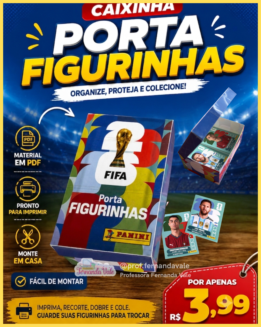 ⚽✨ Caixinha Porta Figurinhas da Copa ✨⚽