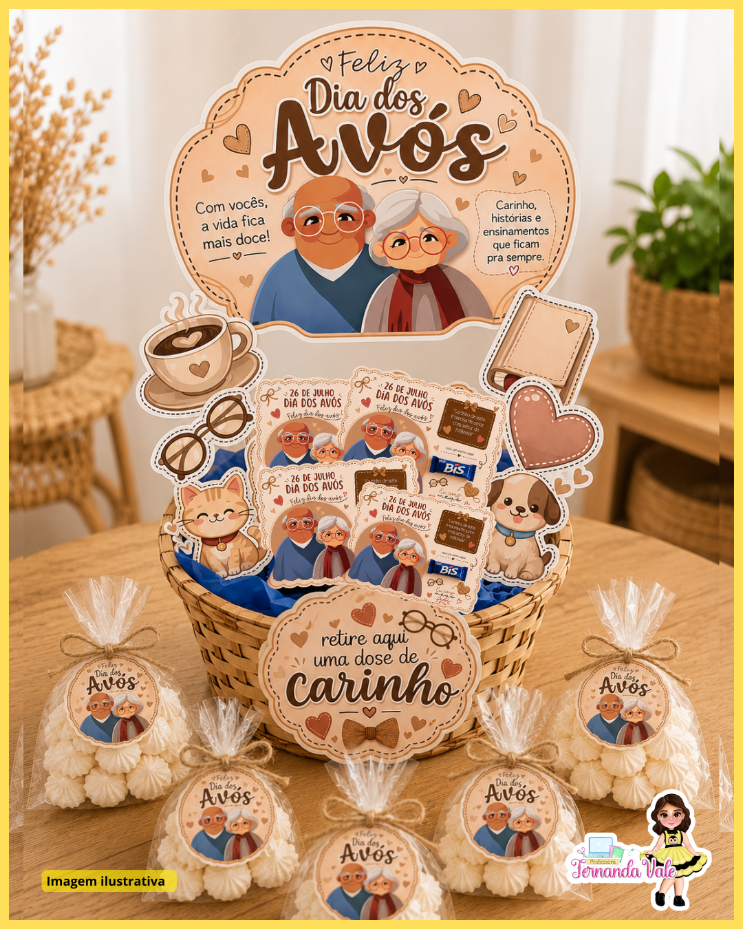 Decoração para Cesta + Tag para lembrancinha - DIA DOS AVÓS