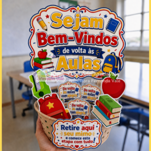 Decoração para Cesta + Tag para lembrancinha +  Bilhete para Agenda - Bem-Vindos