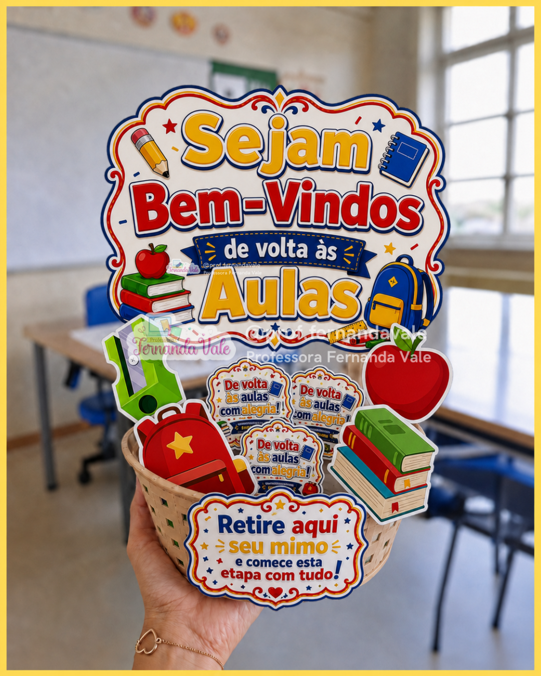 Decoração para Cesta + Tag para lembrancinha +  Bilhete para Agenda - Bem-Vindos
