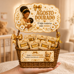 Decoração para Cesta + Tag para lembrancinha - AGOSTO DOURADO