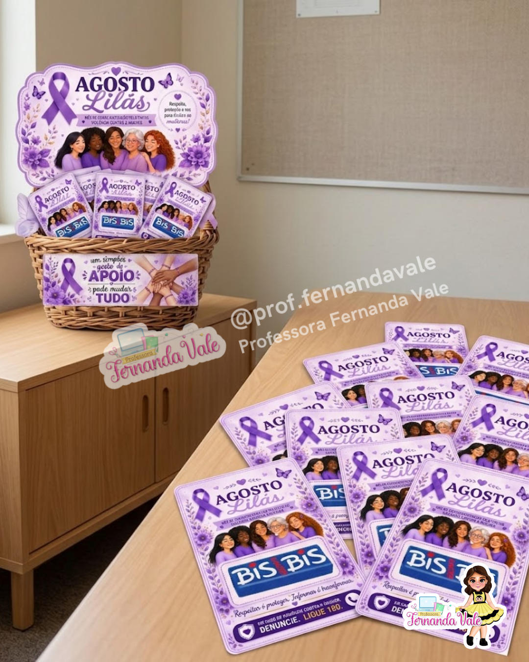 Painel + DECORAÇÃO para cesta - AGOSTO LILÁS - Imagem 6
