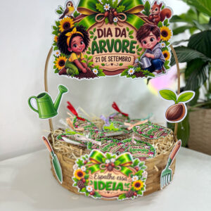 Decoração para Cesta + Tag para sementinha - Dia da Árvore