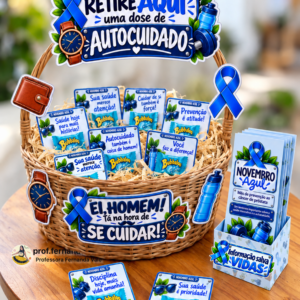 Decoração para cesta + Folder Informativo -Novembro Azul