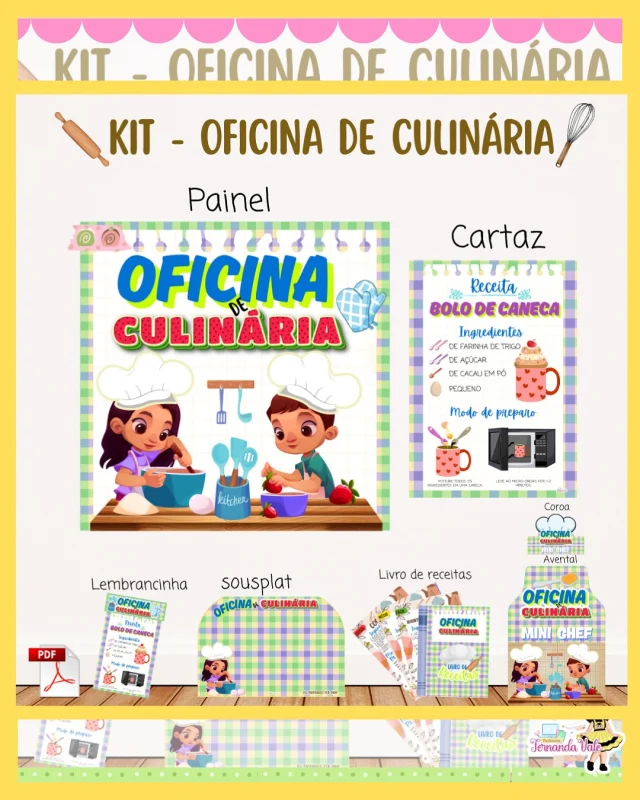 🍴✨ Oficina de Culinária disponível em PDF!
Um material incrível para deixar a aprendizagem ainda mais saborosa 😋

📌 O que está incluso:
🥄 Painel decorativo
📖 Livro de receitas
📦 Caixa “Qual a receita de hoje?”
🧁 Cartaz “Bolo de Caneca”
👑 Avental e coroa
🍽️ Sousplat fofooo demais!

Perfeito para trabalhar coordenação, criatividade e muito mais!
📥 Arquivo pronto para imprimir!
🔗 Comenta "quero" que te envio o link.

#oficinadeculinária #educacaoinfantil #materiaispedagogicos #pdfeducativo #receitafacil #aprendersaboreando #professoraempreendedora #professorescriativos #culináriainfantil #atividadesinfantis