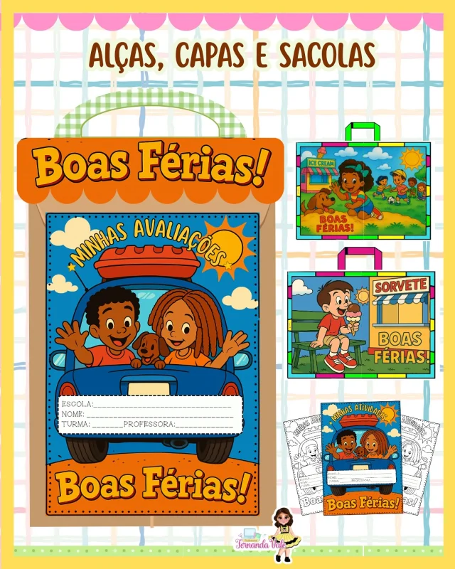 🎒✨ Alças, capas e sacolas de férias já disponíveis em PDF prontinho pra imprimir!
Perfeitos para embalar diversão, enviar atividades ou montar kits criativos! 🌞📚
Deixe a despedida do semestre ainda mais especial com muito carinho e cor 💛💼

🖨️ Arquivo digital
📎 Fácil de montar
🎨 Estilo infantil e alegre

📥 Link na bio ou comenta “quero” que te envio o link.
