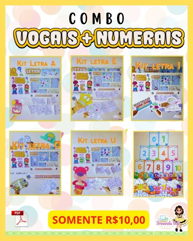 🚨 PROMOÇÃO RELÂMPAGO! 🚨
✨ COMBO VOGAIS + NUMERAIS (0 a 10) ✨
Arquivos lindos, educativos e prontinhos pra imprimir! 💻🖨️

Só HOJE por apenas R$10,00! 😱
Imperdível pra quem ama material de qualidade por um precinho top! 🧡💛

Comente “QUERO O COMBO” e garanta o seu antes que acabe o tempo! ⏰📥

#promoção #materialpedagógico #educacaoinfantil #alfabetização #numerais #vogais #pdfeducativo #maternal #professoraempreendedora #compreagora #arquivodigital
